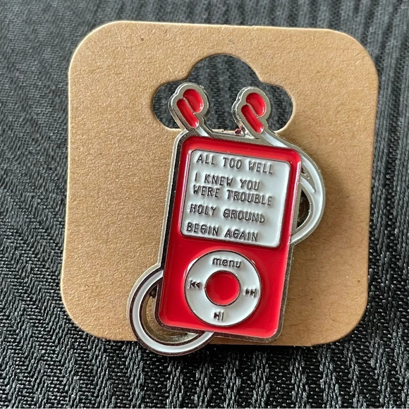 Two Enamel Pins Celebrating Taylor Swift’s 2012 Album Red -  All Too Well & IPod - Picture 2 of 3